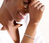 Diamonique Graduated Bezel-Set Round Tennis SS Bracelet Avg